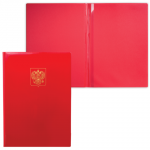 Папка адресная ПВХ "Герб России" с ляссе, формата А4, глянцевая, красная, ДПС, 2032.Г-1002