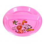 Тарелка детская, диаметр 20,5 см, две секции, пластиковая с рисунком, цвет розовый