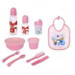 Набор детский «Первый подарок малышу», 10 предметов: бутылочки для кормления 150 и 250 мл, поильник, посуда, нагрудник, расчёска, щётка, цвет розовый