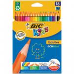 Карандаши пластиковые Bic "Evolution 93", 18  цв., заточен., картон, европодвес, 937513 (Подарок - раскраска)