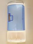 Угловой шкафчик для ванной с 2-мя открытыми полками и 1-ой полкой с дверкой (прозрачно-голубой)