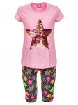 Комплект для девочки: футболка и лосины, декорирован двусторонними пайетками