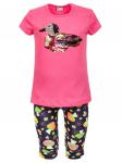 Комплект для девочки: футболка и лосины, декорирован двусторонними пайетками