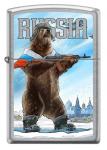 Зажигалка Zippo Русский медведь с покрытием Street Chrome™, латунь/сталь, серебристая, матовая