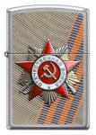 Зажигалка Zippo День победы с покрытием Street Chrome™, латунь/сталь, серебристая, матовая