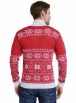 Свитера Merino Wool   состав: 100% Merino Wool теплый мужской свитер плотной вязки с высоким воротом, цвет красный с белым орнаментом (олени)