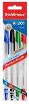 Ручка шариковая ErichKrause® R-301 Classic Stick 1.0, цвет чернил: синий, черный, красный, зеленый (в пакете по 4 шт.)