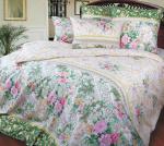 Комплект постельного белья 2-спальный с Евро простыней, поплин (Римский дворик, зеленый)