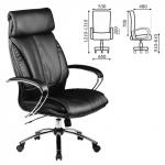 Кресло офисное МЕТТА LK-13CH, кожа, хром, черное, ш/к 86748