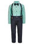 Комплект для мальчика:брюки с подтяжками,рубашка с бабочкой