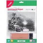 Набор для рисования скетча Greenwich Line "На закате", A4, карандаши, ластик, точилка, картон, SK_14636