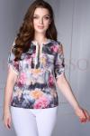 Блуза DiLiaFashion 0030 серый+цветы