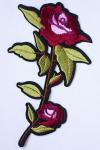 Аппликация клеевая вышитая Роза "Нью Доун" 17*9,8 см бордово+розово+красный цветок
