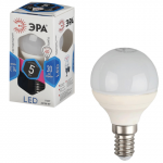 Лампа светодиодная ЭРА, 5(40)Вт, цоколь E14,шар, холодн. бел., 30000ч, LED smdP45-5w-840-E14