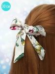 Резинка для волос "Бант-шарф". Белый + цветы