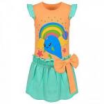 Комплект (футболка, юбка) для девочки  персиковый SM349-1