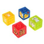 Игрушки пластизоль для купания "ИГРАЕМ ВМЕСТЕ" кубики с животными (4шт) в сетке в кор.4*24шт