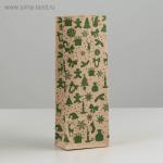 Пакет бумажный фасовочный "Новогодний зеленый", 8 х 5 х 22,5 см