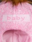 Шапка-шлем вязаная для девочки с помпоном, Bebi, светло-розовый