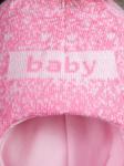 Шапка-шлем вязаная для девочки с помпоном, Bebi, розовый