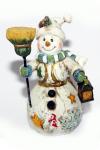 3D Елочное украшение Снеговик с метлой, 5,3*5*9,8 см.