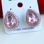 Модные серьги "Dolce" 5070, розовый камень, цвет серебро, арт.006.315