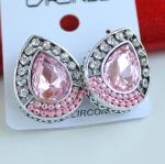 Модные серьги "Dolce" 5070, розовый камень, цвет серебро, арт.006.349