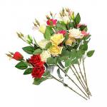 Цветок искусственный в виде ветки с розами, пластик, полиэстер, 94 см, 6 цветов