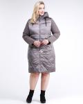 Женская зимняя классика куртка большого размера коричневого цвета 100-916_48K
