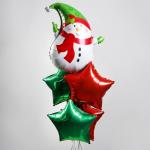 Букет из шаров "Снеговик и звезды", фольга, набор из 5 шт