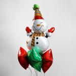 Букет из шаров "Веселый снеговик и звезды", фольга, набор из 5 шт
