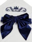 Плед трикотажный с вышивкой корона и синим бантом "Королевский"