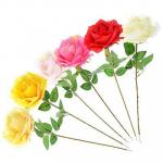Цветок искусственный в виде розы, пластик, полиэстер, 57 см, 6 цветов