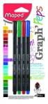 GRAPH PEP'S Ручка капиллярная, толщина линии - 0,4 мм, эргономичная зона обхвата, 4 цв в упаковке: синий, черный, красный, зеленый, блистер