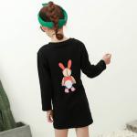 Платье для девочки FQ с кроликом длинное черное Т