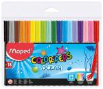 COLOR'PEPS OCEAN  Фломастеры с заблокированным пишущим узлом - супер смываемые ,в пакете с подвесом 18 цветов