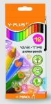Цветные трехгранные карандаши WE-TRI пластиковые 12цв, картонный футляр-подставка