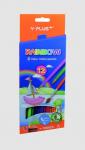 Цветные трехгранные карандаши RAINBOW акварельные 12цв +кисточка+точилка, картон