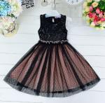 Платье для девочки черное с паетками