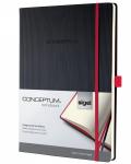 Деловой блокнот Sigel CONCEPTUM ® RED Hardcover. Жесткий переплет, покрытие "Мягкая волна", клетка, нумерация страниц, место для оглавления, эластичная резинка, петля для ручки. 194 стр, 80 гр, А5 148x213x20 мм. Цвет черный/красный