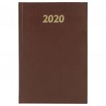 Ежедневник датированный 2020 А5, твердая обложка бумвинил, коричневый, 145*215мм, BRAUBERG, 110908
