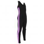 Комбинезон гимнастический с лампасами, цвет чёрный/фиолетовый, размер 38