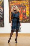 Платье Azzara 609 голубой+черный-сетка горох