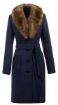 Пальто женское Анжелика синяя мех У 0129