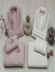 Набор семейный из халатов и полотенец "MERZUKA KAMELOT", розовый, белый, р. 46-48                             (mt-102073)