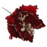 СНОУ БУМ Украшение декоративное в виде цветка, текстиль, 33х42 см, красный