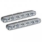 NEW GALAXY Дневные ходовые огни, LED 6шт, Линзы, алюм. корп., 130мм, 12V, 2шт