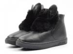 HW962-1 BLACK Ботинки зимние женские (искусственная кожа, искусственный мех)