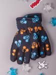 Перчатки-дутики зимние детские, цветные мышки, темно-синий