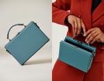 Актуальная сумка-box из натуральной кожи с широким ремнем в комплекте Lera Nena , голубой